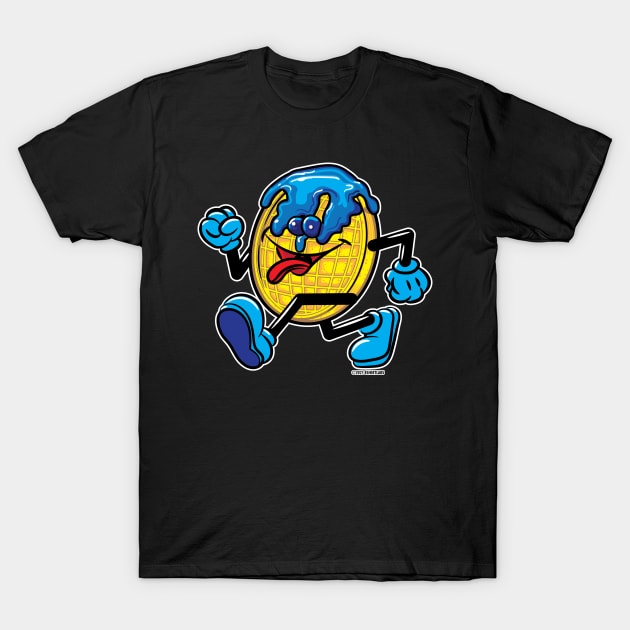 Blueberry Syrup and BlueberriesWaffle Mascot strutting T-Shirt by eShirtLabs